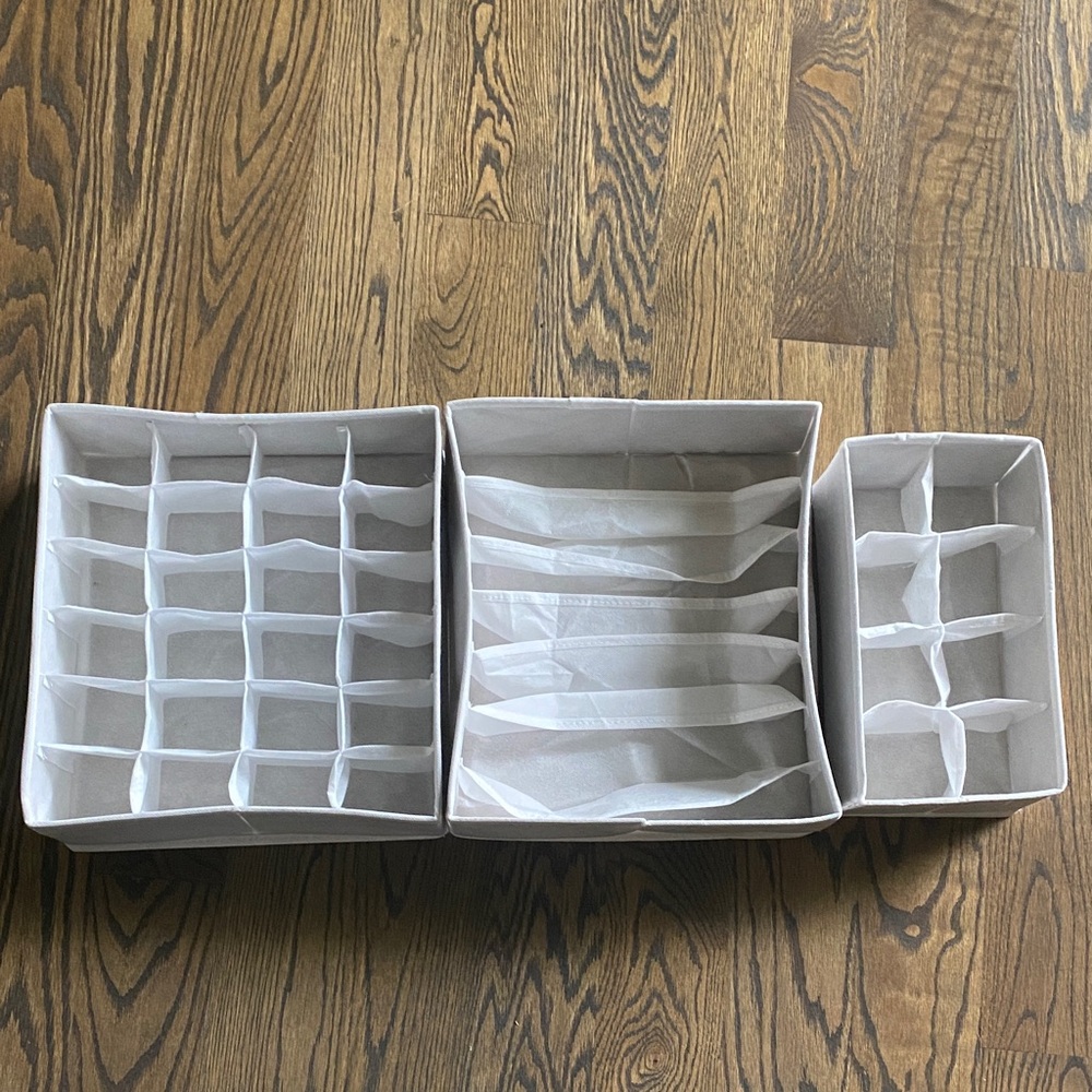 Fabric White Drawer Organizer Set
